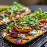 BBQ Peach Brie Flatbread Grill