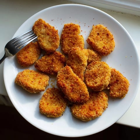 Homemade chicken nuggets coated in golden panko breadcrumbs, served hot and ready to eat.