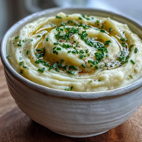 Creamy potato leek soup garnished with fresh chives, served steaming in a white bowl.