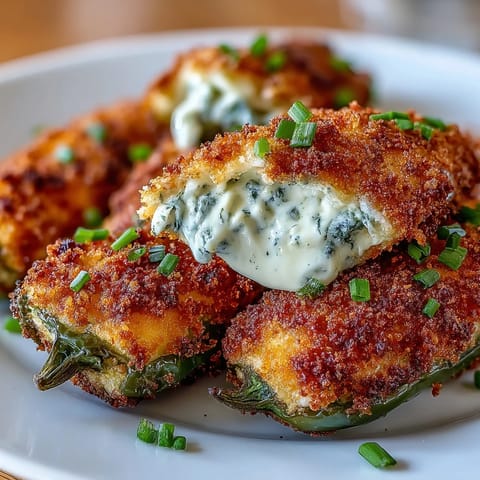 A close-up of Air Fryer Jalapeño Poppers revealing creamy, cheesy filling with fresh chives and garlic seasoning.