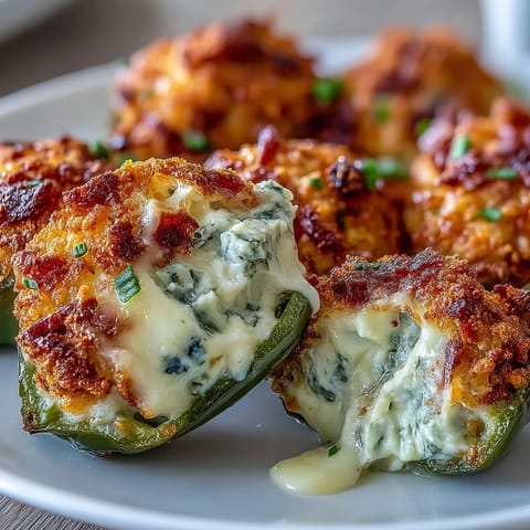 Golden-baked Cajun Crab Poppers with a spicy jalapeño shell and bubbling cheese topping on a dark rustic plate.