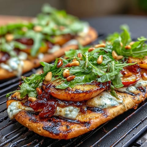 BBQ Peach Brie Flatbread Grill