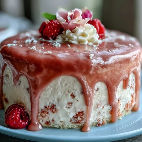 Blush pink Rosé Velvet Cake crowned with elegant gold drip, perfect for celebrations.