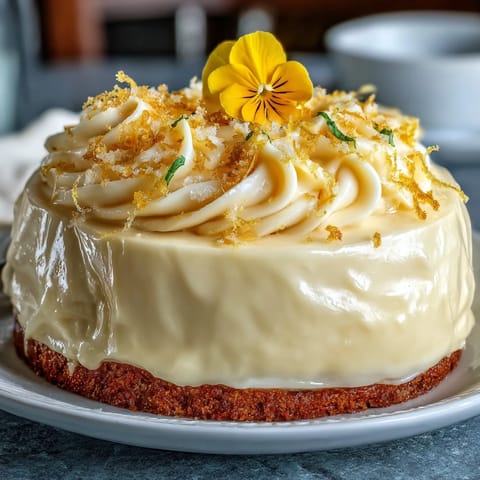Baby shower lemon sunshine cake adorned with vibrant edible flowers.
