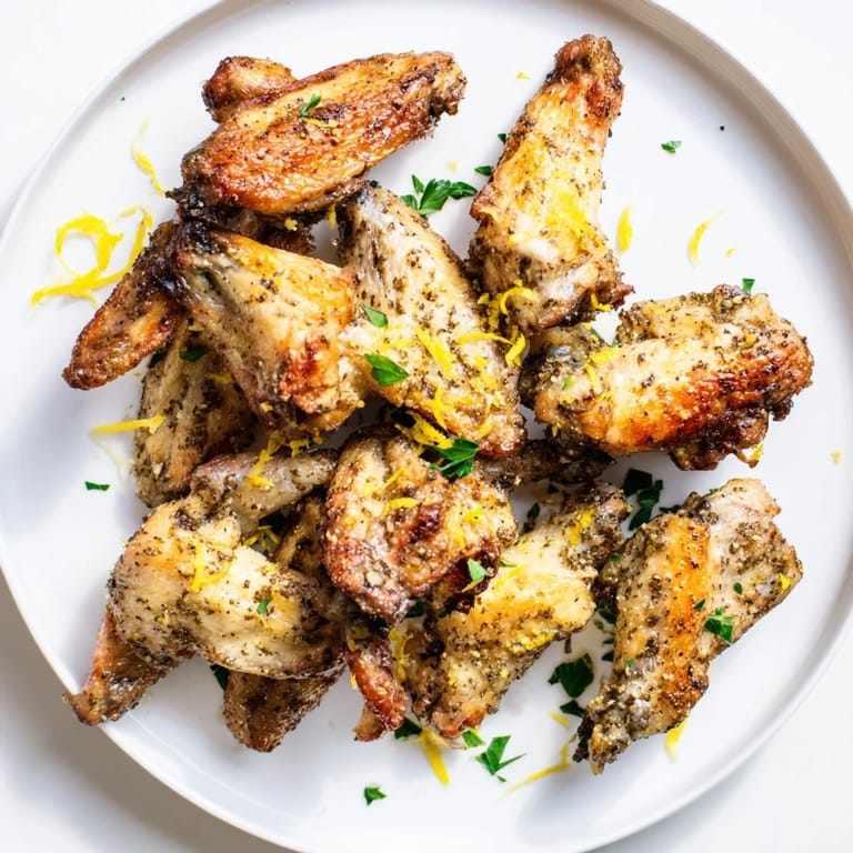 Golden crispy Lemon Pepper Wings tossed in buttery seasoning served with creamy ranch dip and celery sticks.