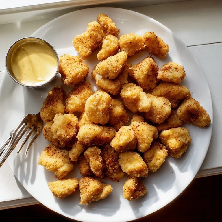 Served as a shareable snack, these bite-sized Popcorn Chicken pieces are ready for dipping.