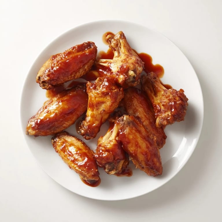 Golden Honey BBQ Chicken Wings fresh from the oven, glistening with tangy sauce and garnished with fresh green onions.