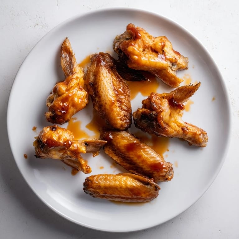 Platter of sticky Honey BBQ Chicken Wings paired with creamy dip, perfect for a game day appetizer spread.