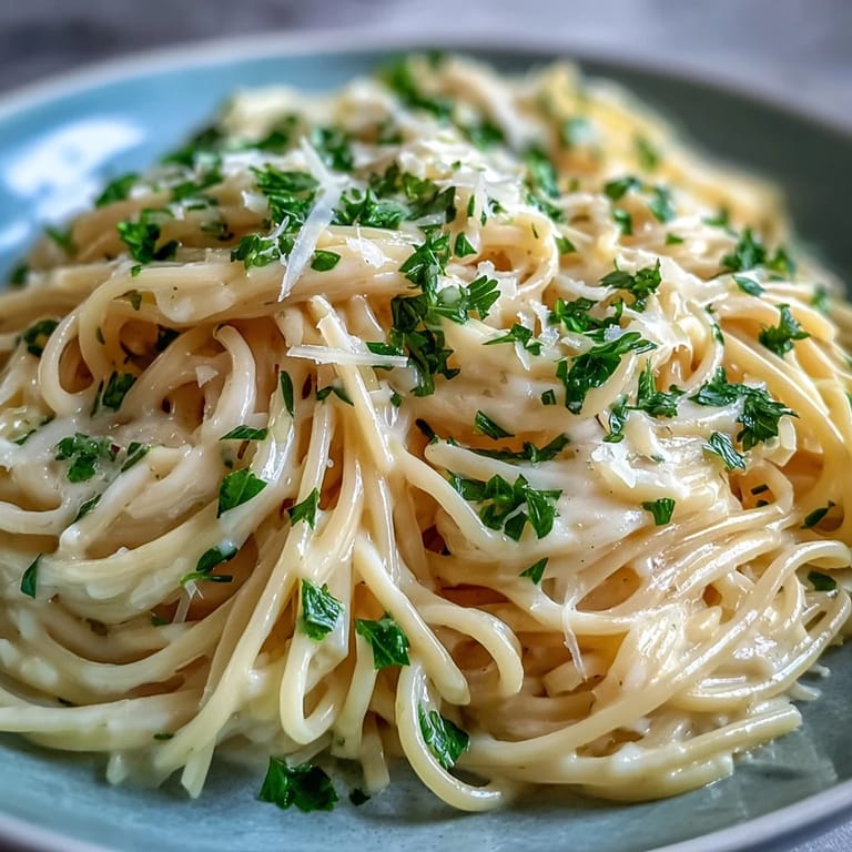 Quick vegetarian lemon butter pasta dish with fragrant garlic, Parmesan, and a glossy butter-lemon finish.
