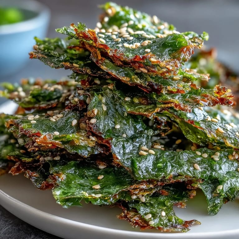 Sesame salt seaweed snack chips, perfectly crisp, ready for dipping.