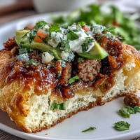 Fluffy cloud bread tacos filled with seasoned taco meat and fresh pico de gallo.