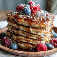 Golden High Fiber Protein Pancakes with flaxseed, fluffy and ready for syrup.